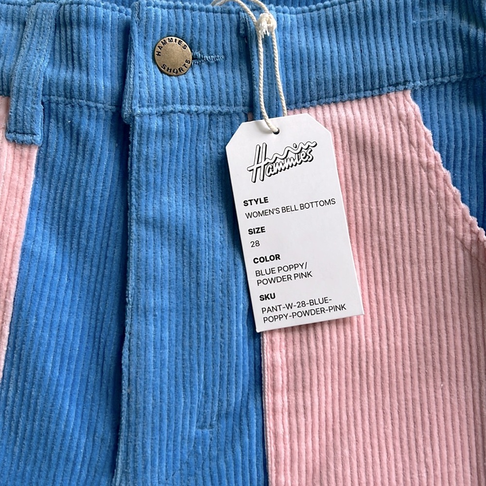 Hammies | NWT Women’s Spring Bellbottoms Blue Poppy/Powder Pink Corduroy Size 28